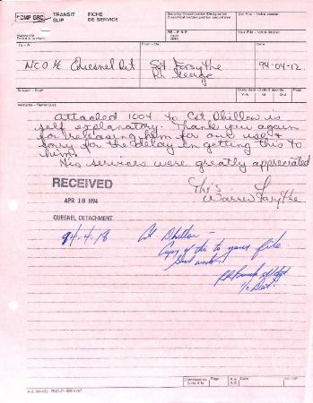 [Correspondence from Warren Forsythe]