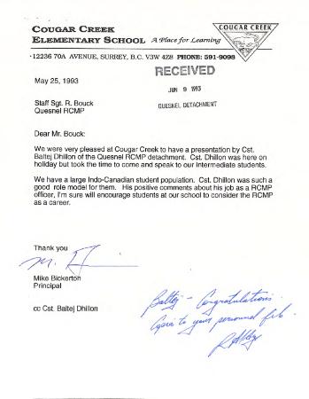 [Correspondence from Mike Bickerton]