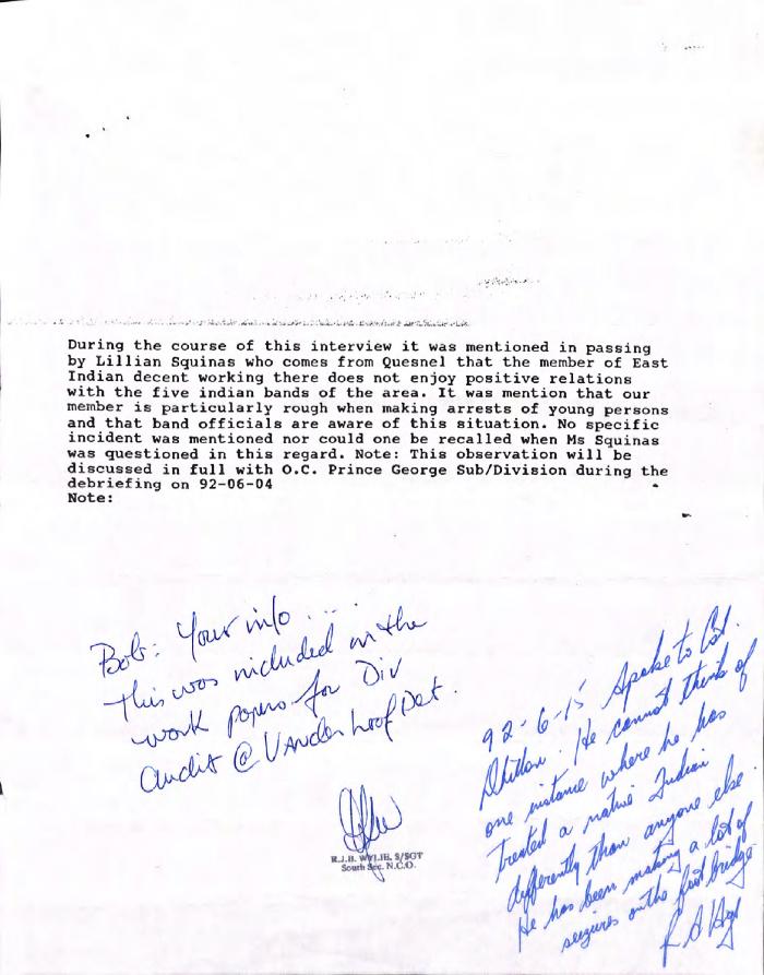 [Interview note from Wylie W.J.B.]