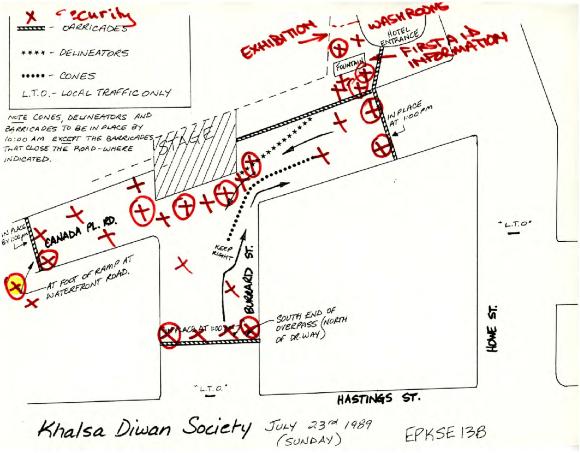 [Map for Komagata Maru 75th anniversary historical gathering event]