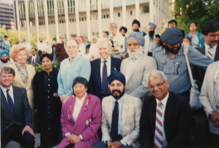 L-&gt;R Mayor Campbell, Grace McCarthy, Fed, Ald. Walking, K. Neel, H. Rankin, Park, Charn Gill, B. Dhillon, H. Sharma