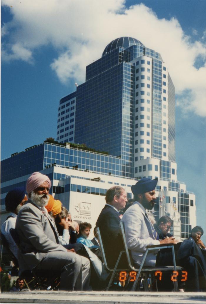 On stage at the Canada Place gathering