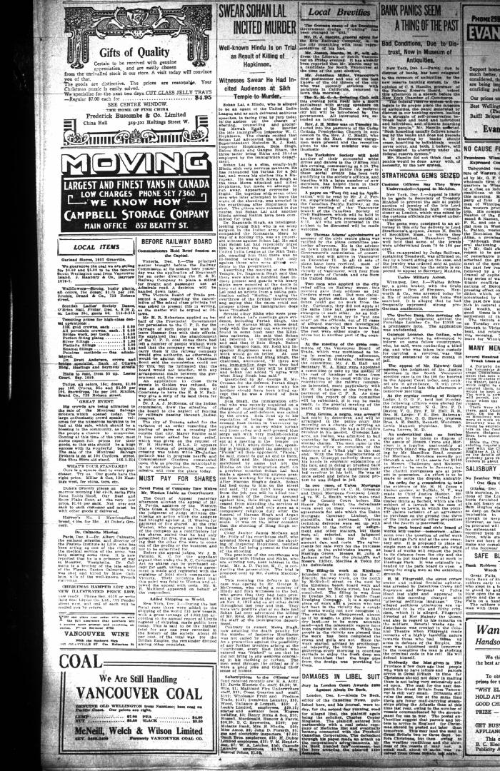 Newsclipping - Vancouver Daily Province: Swear Sohan Lal incited murder