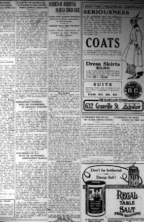 Newsclipping - Vancouver Sun: Verdict of acquittal in Bela Singh case. Page 2