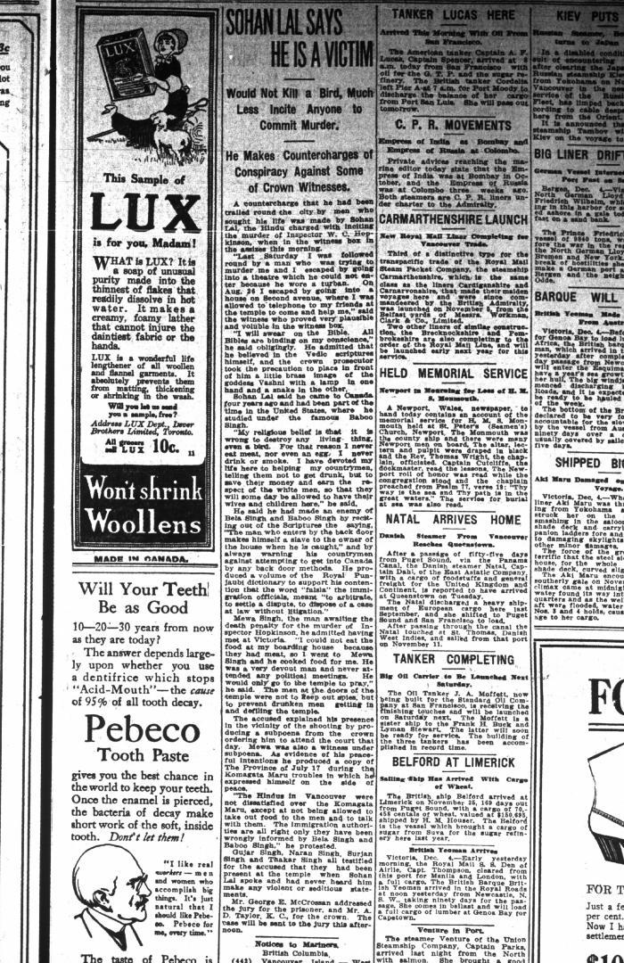 Newsclipping - Vancouver Daily Province: Sohan Lal says he is a victim. Page 17