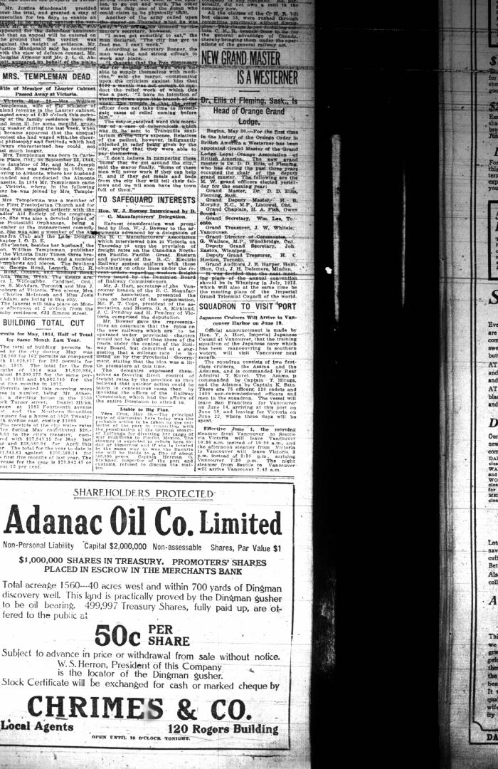 Newsclipping - Vancouver Daily Province: Squadron to visit port. Page 15