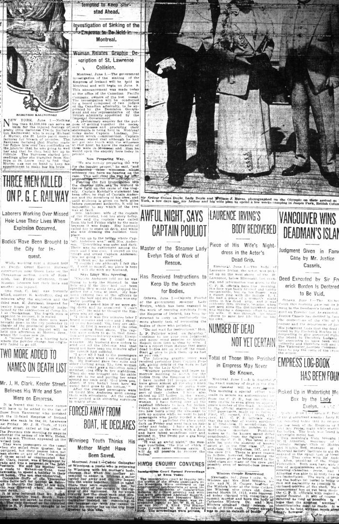 Newsclipping - Vancouver Daily Province: Hindu enquiry convenes. Page 1