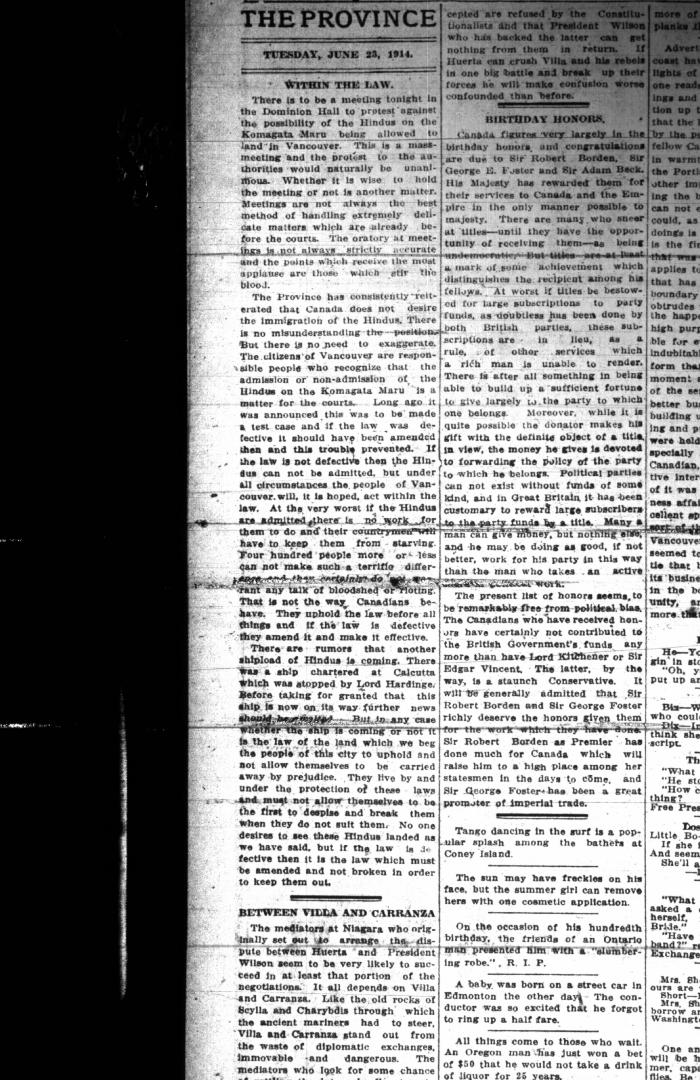 Newsclipping - Vancouver Daily Province: Within the law. Page 6