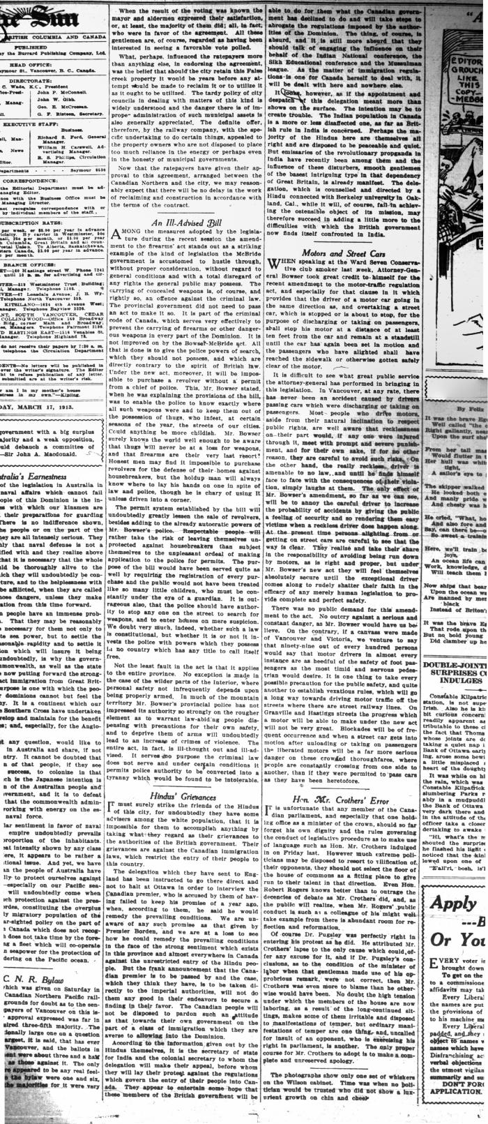 Newsclipping - Vancouver Sun: Hindus' grievances