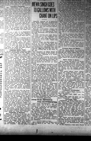 Newsclipping - Vancouver World: Mewa Singh goes to gallows with chant on lips. Page 2
