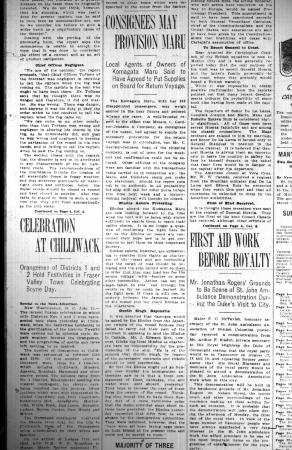 Newsclipping - Vancouver News-Advertiser: Consignees may provision Maru. Page 1