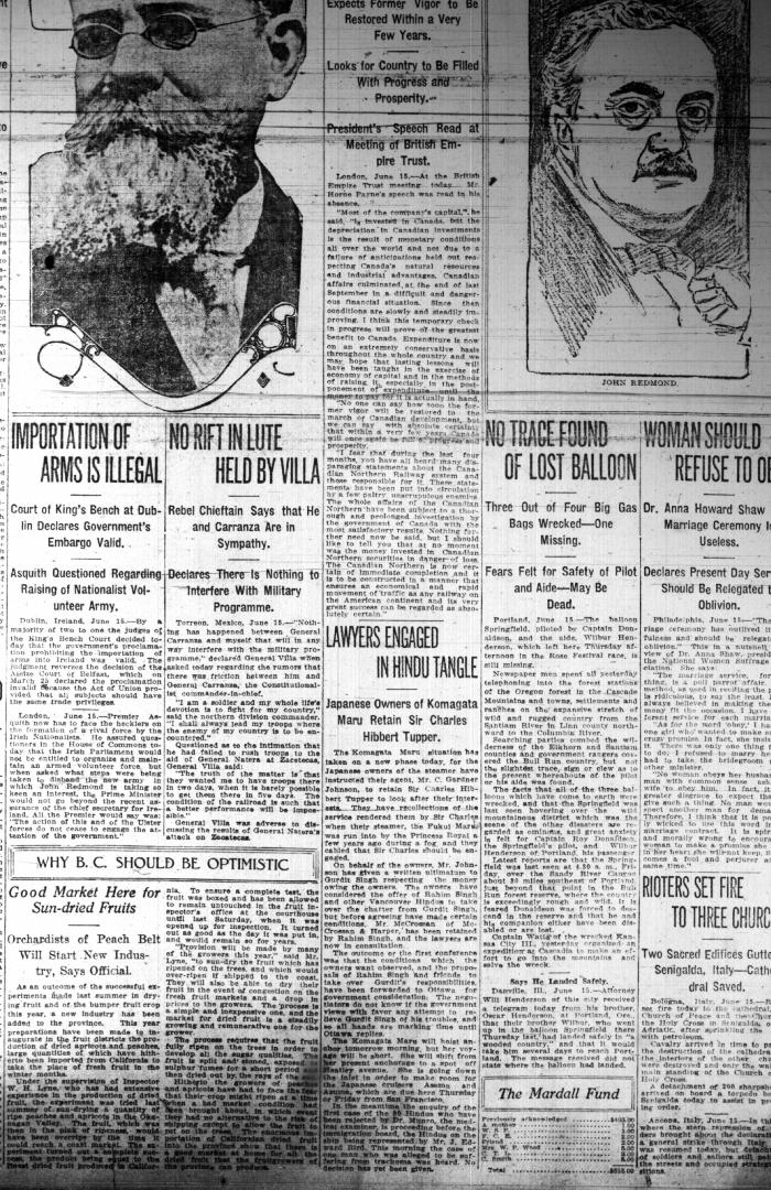 Newsclipping - Vancouver Daily Province: Lawyers engaged in Hindu tangle. Page 1