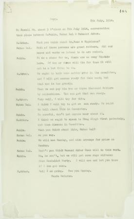 Copy of conversation between Hindus re Reid and Hopkinson