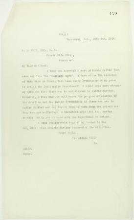 Copy of letter from J. E. Bird to R. L. Reid re p. 427