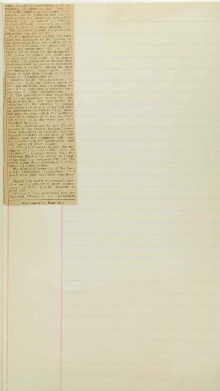 Newsclipping - [re Komagata Maru]