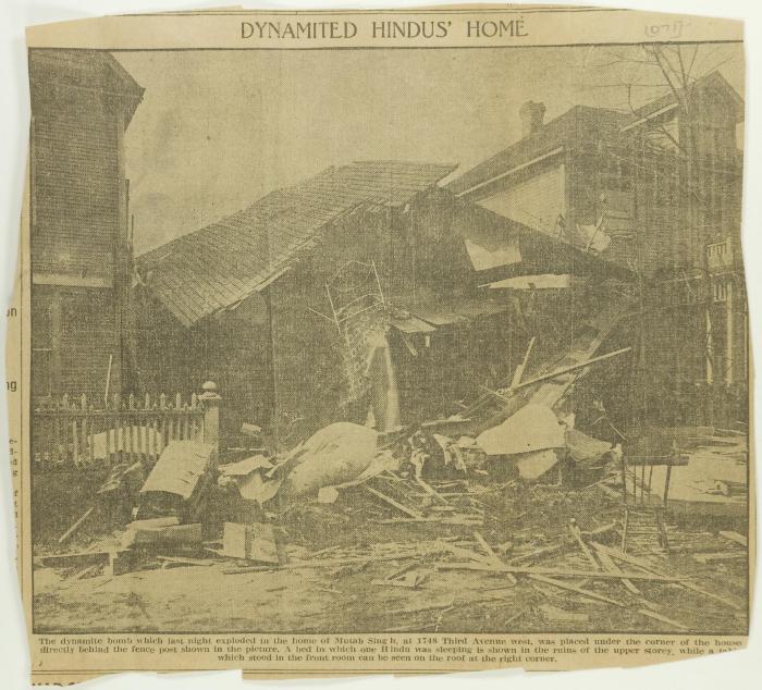 Newsclipping - Dynamited Hindus' home