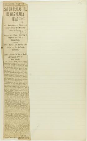 Newsclipping - Sat on Pertab till he was nearly dead