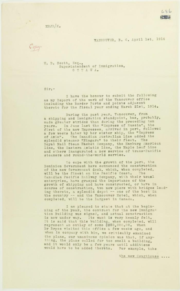 Copy of report of Malcolm Reid (see p. 685). Page 1-5