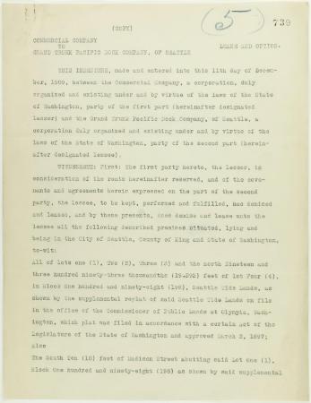 Copies of leases granted to Grand Trunk Pacific Railway Co. Page 1-9. With additional lease information