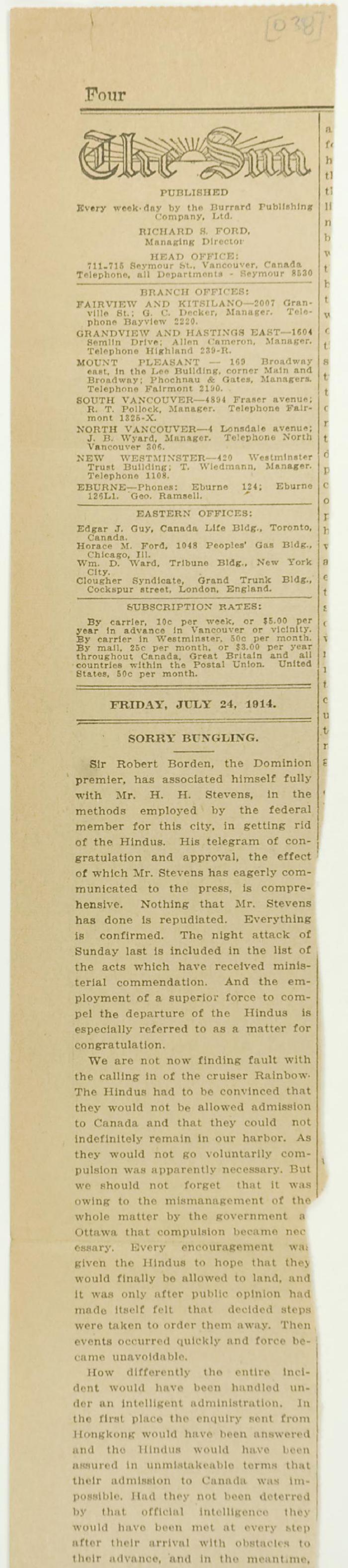Newsclipping - Vancouver Sun: Sorry bungling