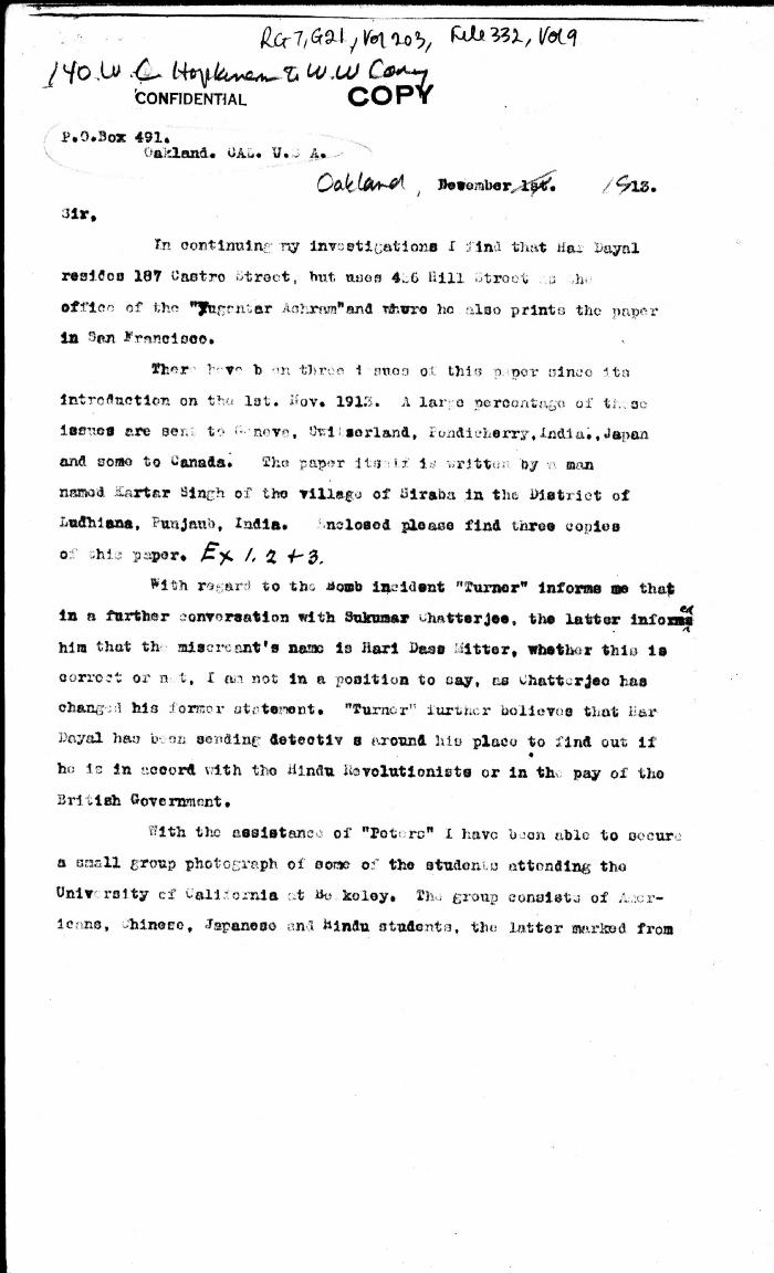 [Extract from William C. Hopkinson, Immigration Inspector, to William W. Cory, Deputy Minister of the Interior. Copy]