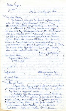 [Robert L. Borden, Prime Minister, to Robert Rogers, Minister of Public Works, enclosing Martin W. Burrell, Minister of Agriculture, to Borden, 25 July 1914]