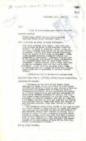 Extract from Malcolm R. J. Reid to W. D. Scott