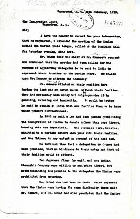 [Henry W. Gwyther, Hindu interpreter, to Malcolm R. J. Reid, Dominion Immigration Agent]