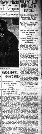 Newsclipping - Vancouver Daily Province: Would not allow Hindus back on the vessel