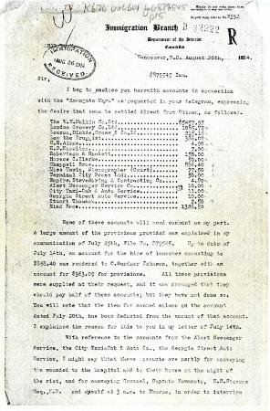 [Malcolm R. J. Reid, Dominion Immigration Agent and Inspector, to William D. Scott, Superintendent of Immigration]
