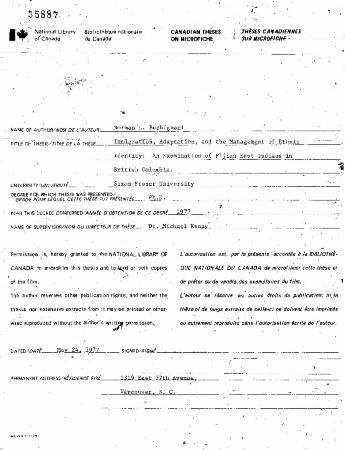 Immigration, Adaptation, and the Management of Ethnic Identity: An Examination of Fijian East Indians in British Columbia