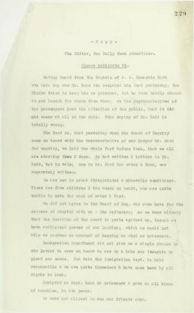 Copy of letter sent to Editor, The Daily News Advertiser, by passengers on board the Komagata Maru. Page 1-3