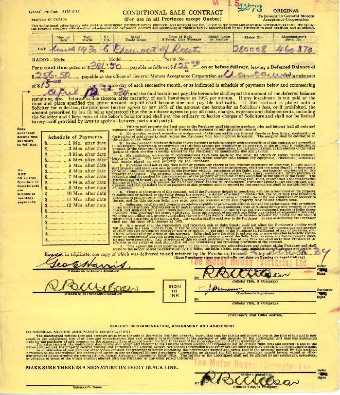 [Conditional sale contract]