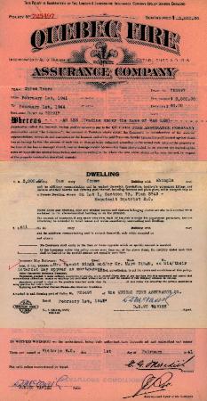 [Insurance policy of Ah Lee with the Quebec Fire Assurance Company]