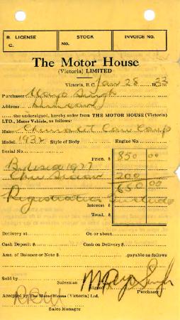 [Receipt from The Motor House (Victoria) Limited]