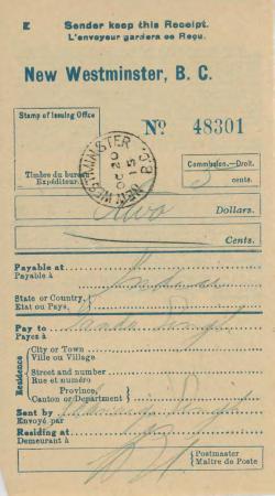 [Postal money receipt from [?] to Ganda Singh]