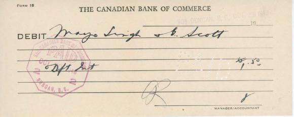 [Form of debit for Mayo Singh]