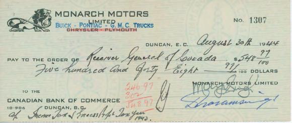 [Cheque from Mayo Singh to Receiver General of Louvada]