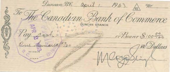 [Cheque from Mayo Singh to Sunny Brar Dairies Limited]