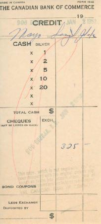 [Receipt of credit from the Canadian Bank of Commerce to Mayo Singh]