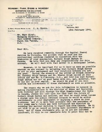 [Letter from J. A. Byers to Mayo Singh]