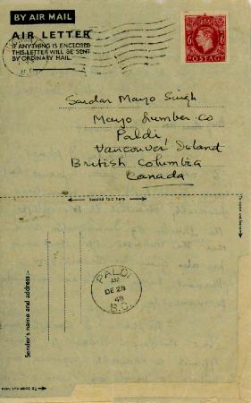 [Letter from D. P. Pandia to Mayo Singh]