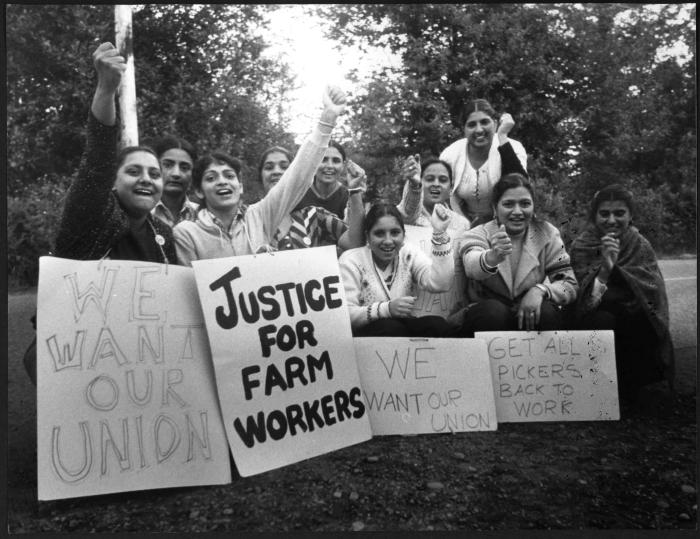 [Photo of farmworkers protesting for justice]
