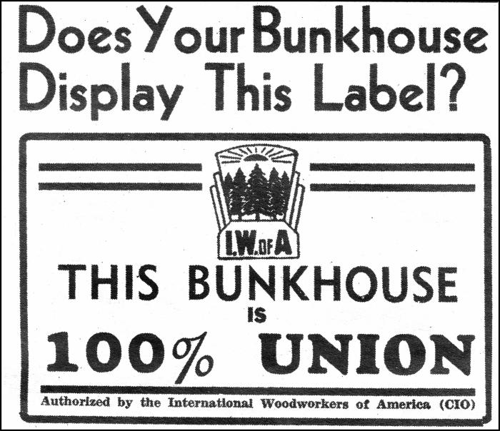 [International Woodworkers of America promotional label]