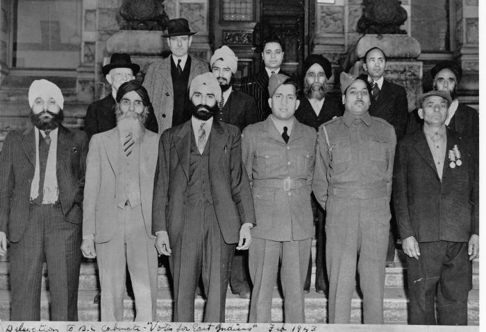 [Photo of the International Woodworkers of America delegation to the B.C. Legislature]