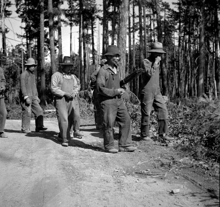 [Photo of workers at Kapoor Lumber Company, Sooke Lake]