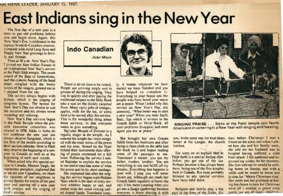 [East Indians sing in the New Year]