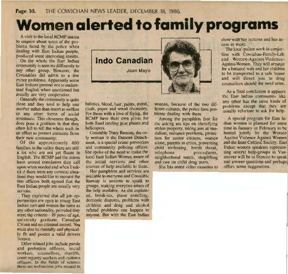 [Women alerted to family programs]