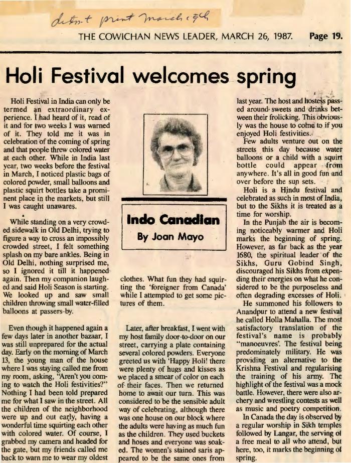 [Holi Festival welcomes spring]