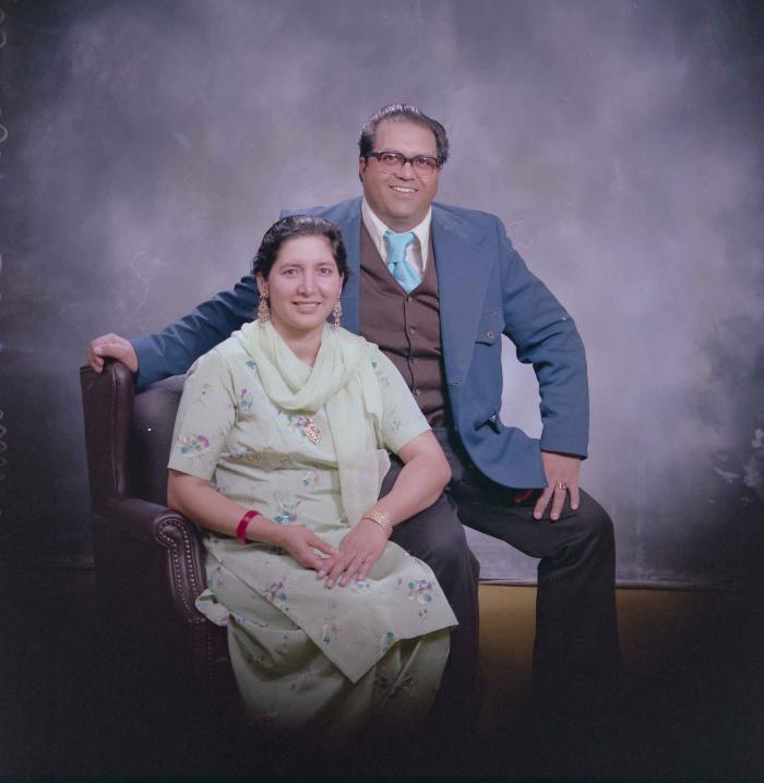 [Group portrait of Jagdish and Moe Gill]
